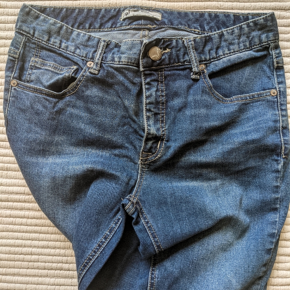 Free People Skinny Mid-rise Jeans With Ankle Zipper Detail